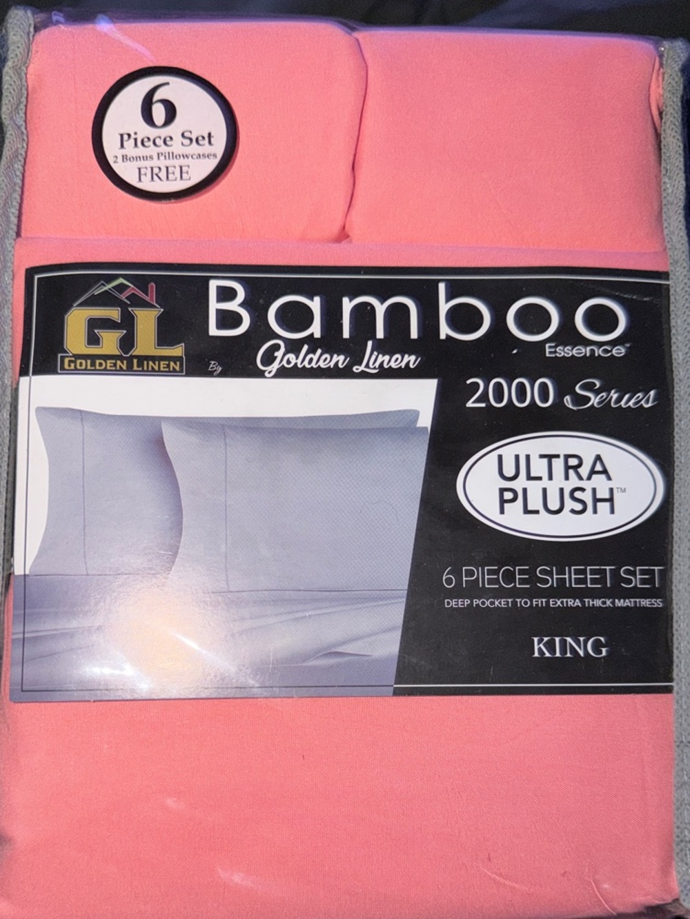 Bamboo Ultra Plush 6-Piece Sheet Set - Salmon(King) 11